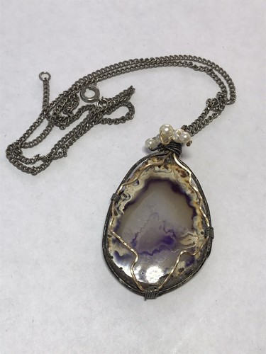 Artisan Fancy Purple Geode Slice Stone Beautiful Detail Wire Wrapped Beads JJ873 - Picture 2 of 9