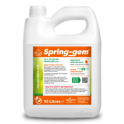 Spring-Gem Liquid Foliar Lawn, Turf & Grass Fertiliser - FEED YOUR GRASS 14-3-10