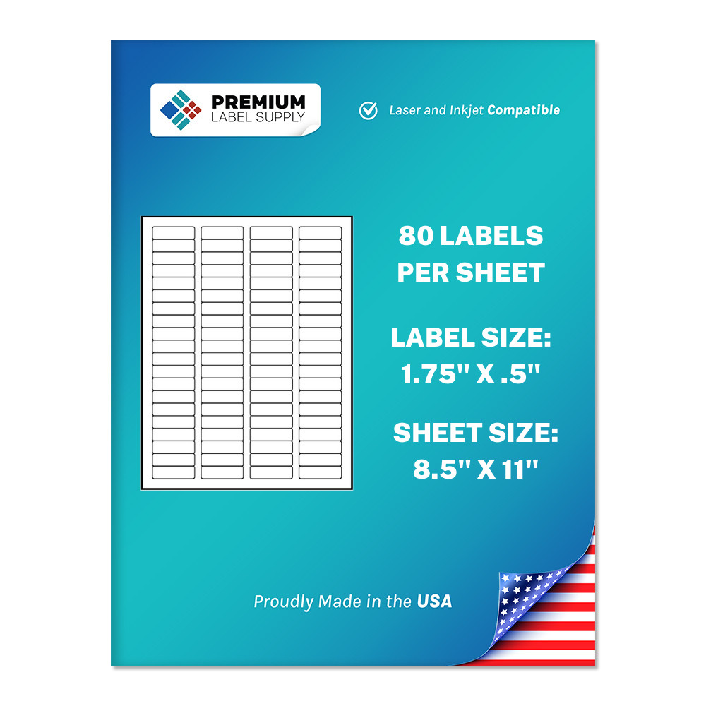 80,000 1.75" x .5" Self Adhesive Return Address Labels 80 per sheet * 80 up *