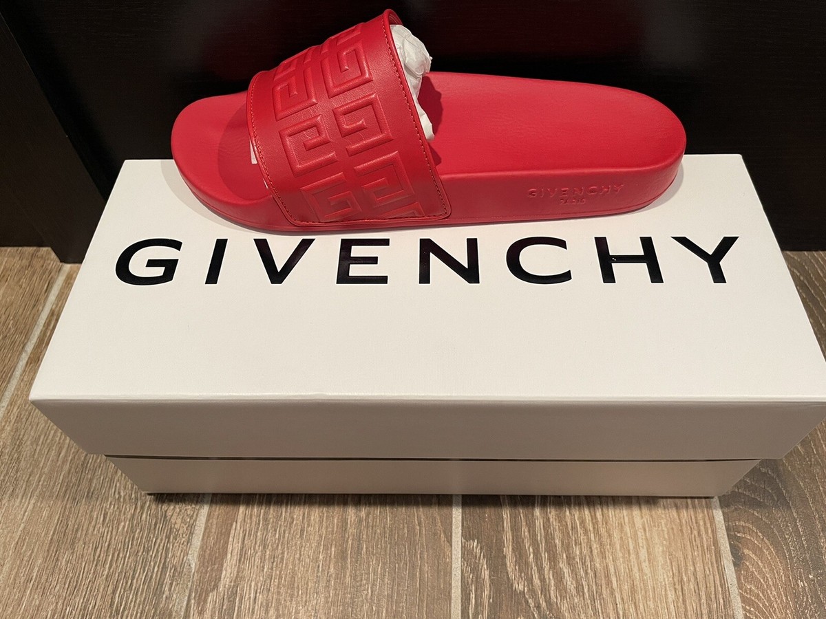 Givenchy Red Slides. Men’s 8 or women’s 9 or 9 1/2 Givenchy Paris White Red PVC Clear Logo Slide Pool Sandal  main image 4