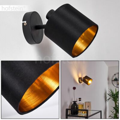 Wandstrahler Stoffschirm in Schwarz Gold kaufen