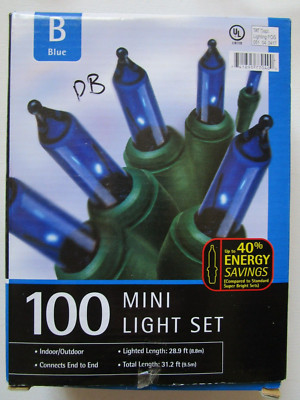 Philips Mini String Lights 100 Blue Lights 24.7 Ft Green Wire NEW | eBay