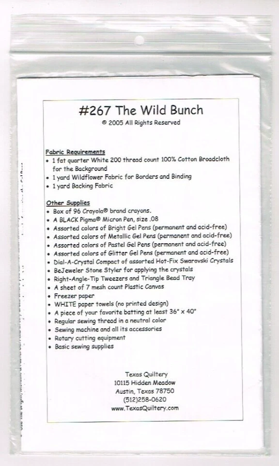 Texas Quiltery Quilt Pattern Wild Bunch Flower Water Pump Unused 2005 Vintage - Image 2 of 2