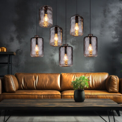 Hängelampe Pendelleuchte Esstischlampe schwarz Rauchglas BigLight