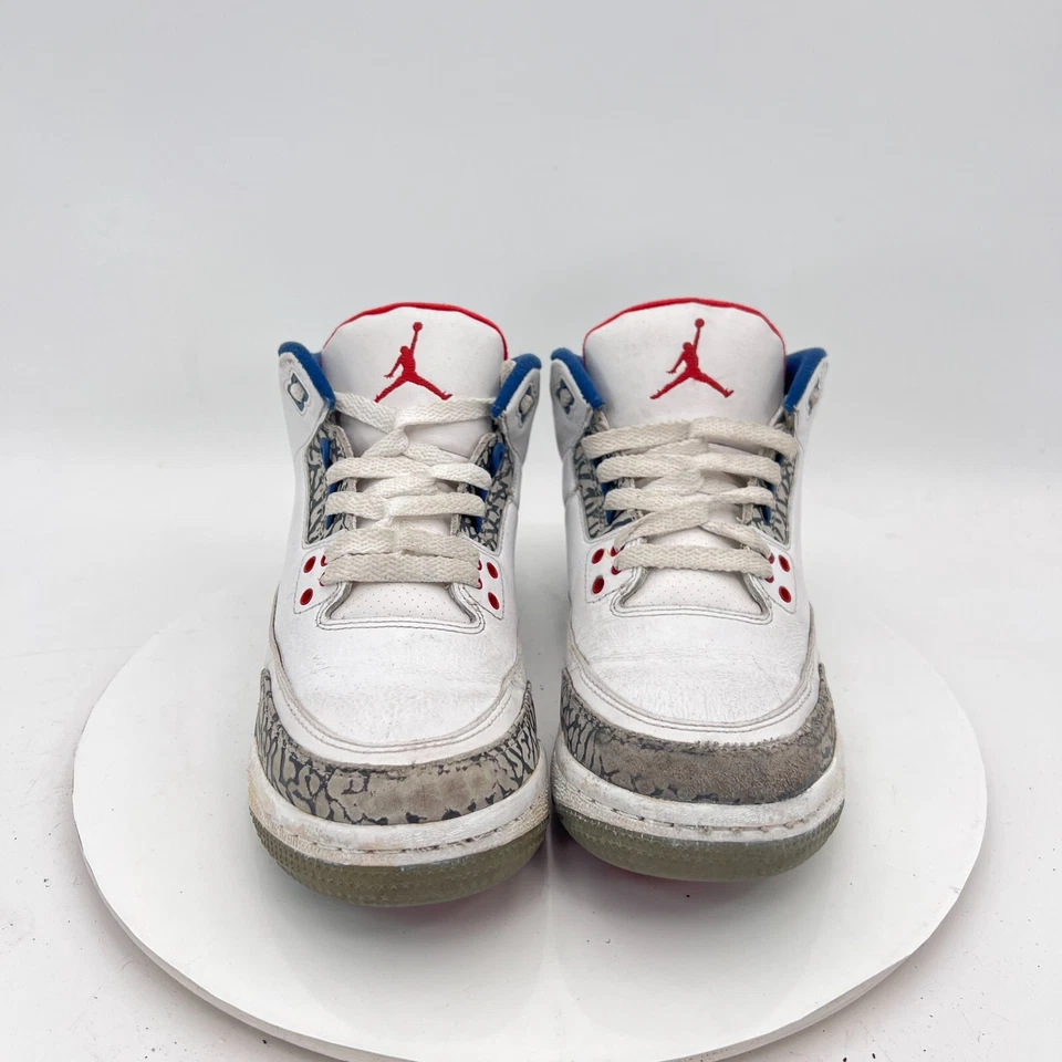 Nike Air Jordan 3 Retro Youth Size 7Y Women 8.5 854261-106 True Blue White Shoes - Image 2 of 4