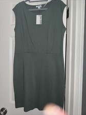 Nine West Womens Size L Olive Green Sleeveless Midi Dress NEW NWT