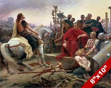 JULIUS CAESAR AT BATTLE OF ALESIA ROMAN WAR PAINTING ROME ART REAL CANVAS PRINT
