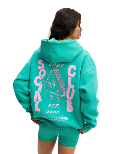 Cotton On Body Plush Premium Embroidered Graphic Hoodie Size XL Green Soft Feel