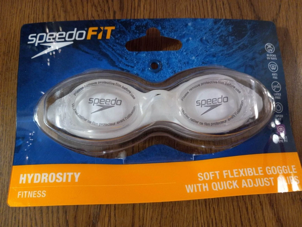 SPEEDO FIT HYDROSITY SOFT FLEXIBLE GOGGLE w QUICK ADJUST CLIPS