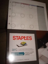 STAPLES ARC CUSTOMIZABLE NOTEBOOK SYSTEM MONTHLY PLANNER 5.5" X 8.5"