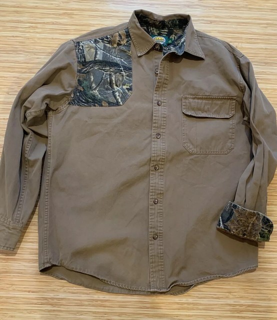 CABELA'S Camo Shirt Mens Size M Large Button Down Brown and Camouflage