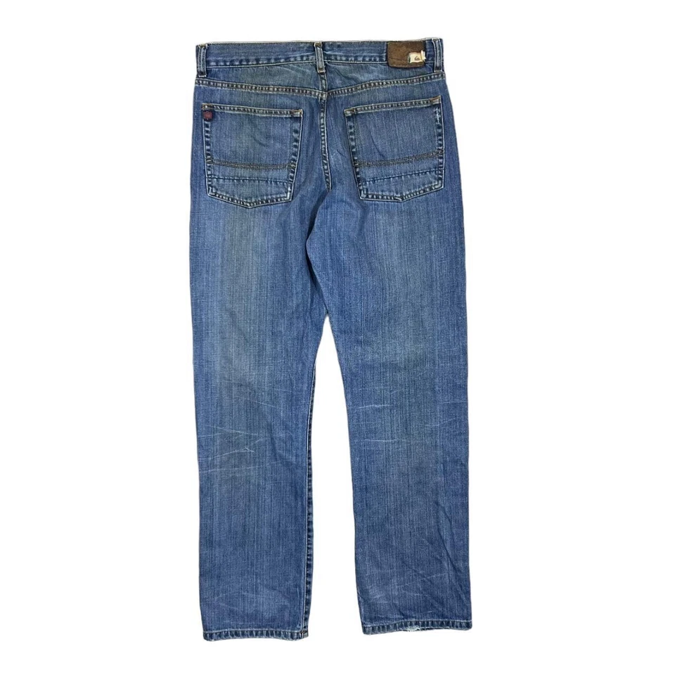 QUIKSILVER Reese Forbes Skater Surfer Classic Blue Denim Straight Leg Jeans 34L - Image 3 of 4