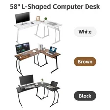 58" L-Shape Corner Desk Computer Desk Gaming Laptop Table Workstation Office