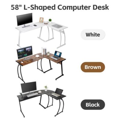 58'' L-Shape Corner Desk Computer Desk Gaming Laptop Table Workstation Office