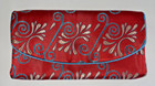 Red Embroidered Clutch Bag Purse Silk Satin Chinese Style Patterned