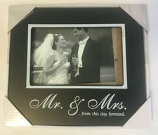4 x 6 Mr and Mrs From this day forward Wedding Picture Frame Black White Writing