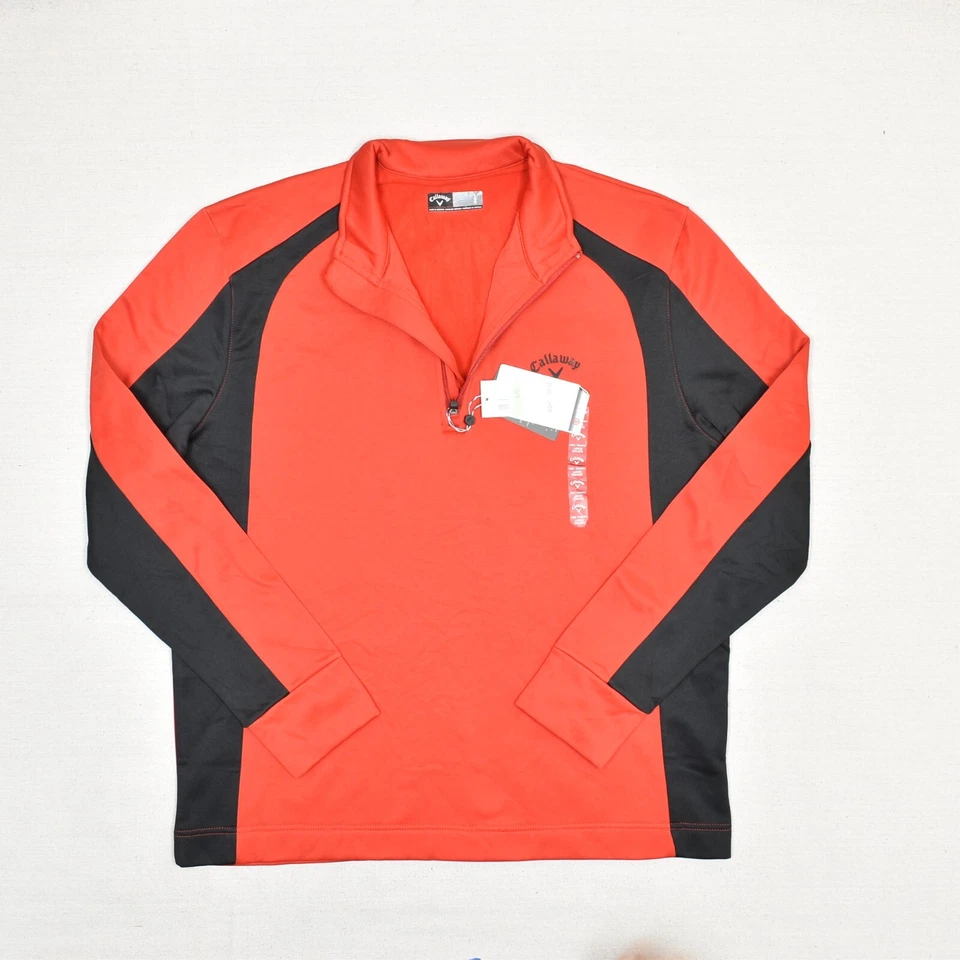 NEW Callaway Men 1/4 Zip Pullover Sweatshirt Polyester Red Size L Golf Opti Ther - Image 2 of 4