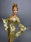 Handmade Gold Sequin Dress Outfit Gown For Barbie Silkstone Fashion Royalty FR