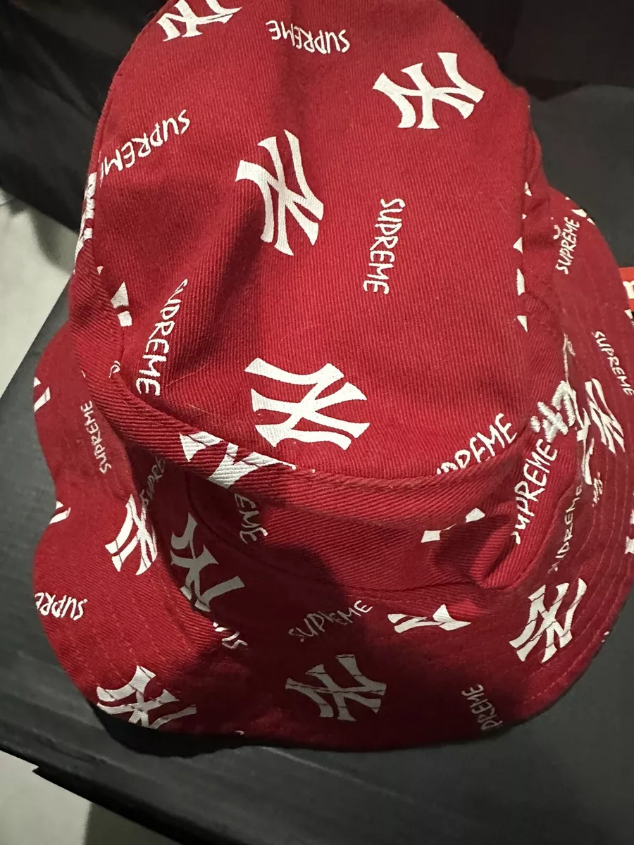 SS15 SUPREME X NEW YORK YANKEES BRAND CRUSHER BUCKET HAT BOX LOGO