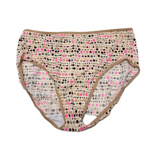 Kindly Yours Bikini Panty Large 12-14 Brown Pink Polka Dot High Waist Stretch