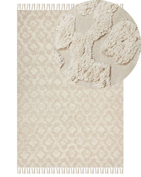 Teppich Baumwolle Beige Mit Geometrischem Muster Rechteckig 160 X 230 Cm Aksaray-image