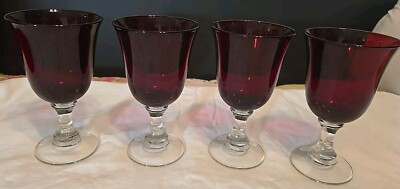 4 Arc Intnational '' Knights Tale'' Ruby Red Bohemian  7.25'' 14oz Wine Goblets