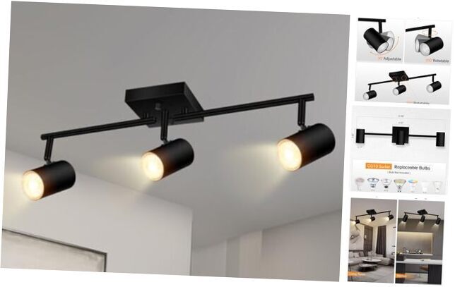 Track Lighting Fixtures Ceiling, 3 Way Track 3-Light Track Lighting(Black)