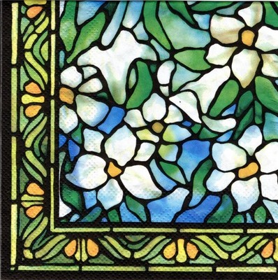 (2) Paper Beverage Napkins for Decoupage/Mixed Media - Jade Orchid Stained Glass