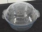 Vintage Anchor Hocking Fire King Sapphire Blue Philbe Covered Dish Handles Lid