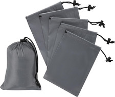 Drawstring Bag with Toggle - Nylon Cinch and Ditty Pouch Six-Pack Gray, 5 x 7 I