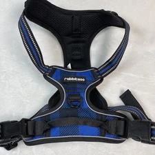 Rabbitgoo Dog Harness Blue/Black Size Large – No-Pull Adjustable Easy Control