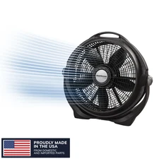 Lasko Wind Machine 20" 3-Speed Air Circulator Floor Fan, Black, A20302