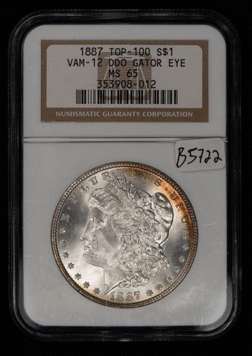 1887 $1 Morgan Silver Dollar Top-100 VAM-12 DDO Gator Eye - NGC MS 65 - B5722