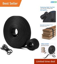 20ft x 3/4in Black Cable Tie Roll - Durable Reusable Cord Management Solution