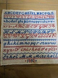 Victorian Antique Sampler Linen Textile