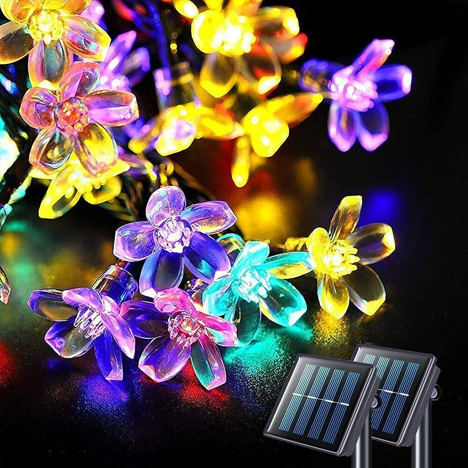 Solar Flower String Lights for Garden Decor Flower Shaped Solar Fairy Lights US - Image 4 of 4