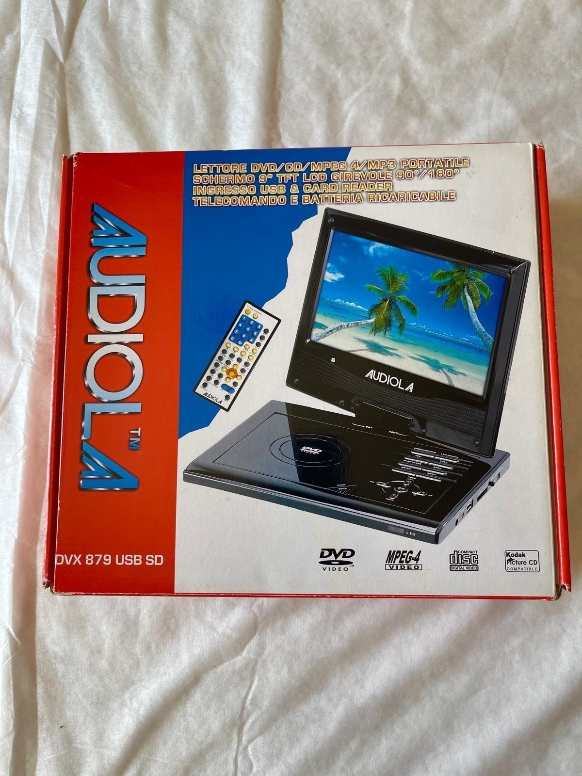 Lettore DVD portatile Audiola DVX 879 USB SD con schermo LCD TFT da 9 pollici