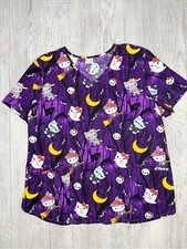 Hello Kitty Sanrio Halloween scrubs size XL mummy , ghost , moon skull shirt