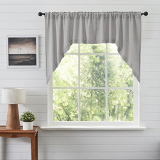 Burlap Dove Grey Farmhouse Curtains Swag Set of 2 36X36X16