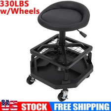 Rolling Garage Stool 330LBS Adjustable Height Mechanic Work Shop Seat Casters US