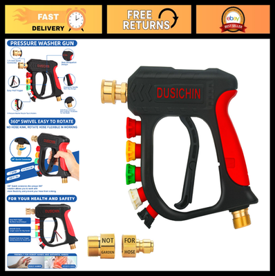 #ad High Power Pressure Washer Short Wand Spray Gun with 5 Nozzle Tips amp; Foam Cannon $41.99