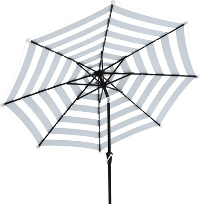 9FT Outdoor Patio Umbrella with Solar Lights, LED Lighted Pool Umbrella with Til
