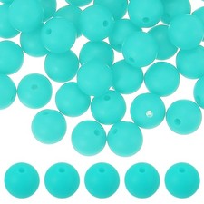 60 Pcs Silicone Beads, 9mm Bulk Beads for Keychain Making, Bright Blue