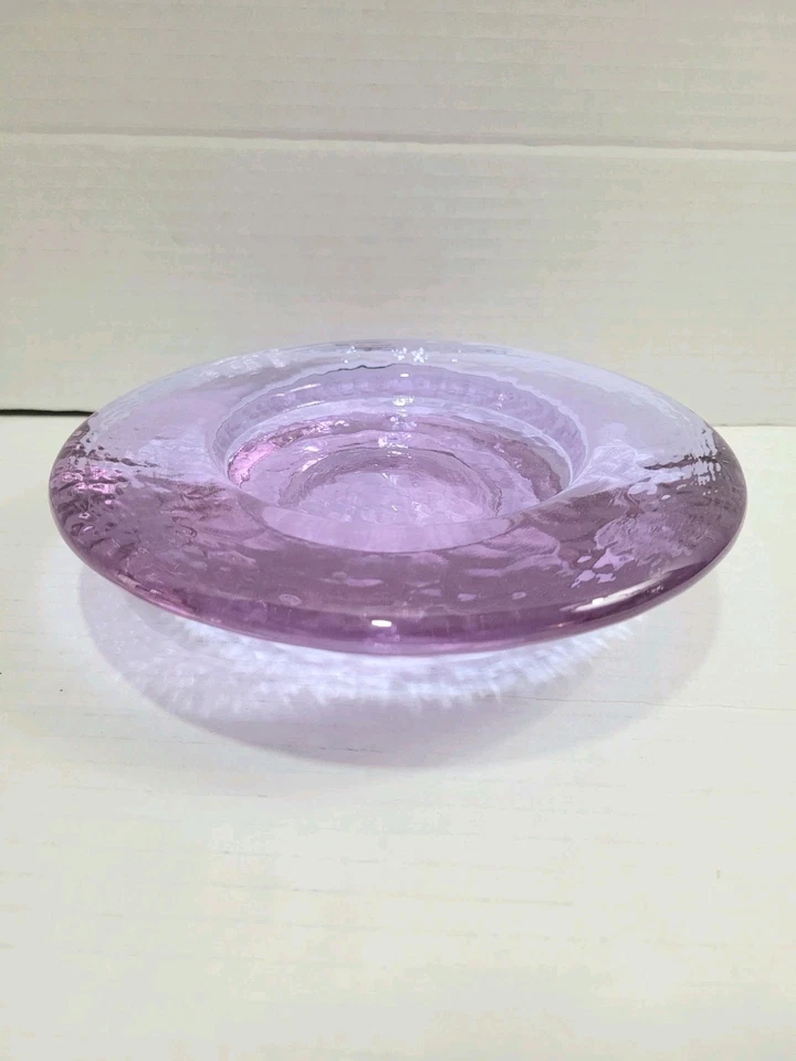 Candelabro Carrito de Vino Púrpura Lavanda Vidrio Fuego y Luz 6.5" Usado en Excelente Condición Foto 4 de 4