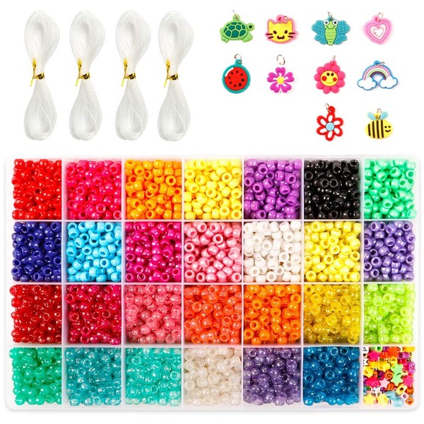 Perlen Set 4600 StüCk 9Mm 27 Farben Buchstaben Stern Elastik-image