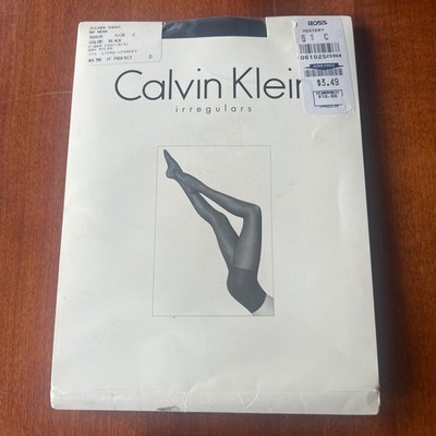 Calvin Klein Silken Sheer No Seam Hosiery Black Size C Irregulars 529IR Vintage
