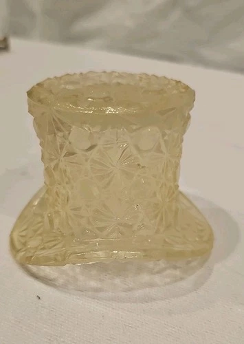 Vintage Fenton Daisy and Button Clear Glass Top Hat Toothpick Holder 2.5