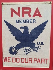 Original 1933 FDR National Recovery Administration NRA Blue Eagle Banner