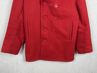 Rare USA-made SCHOTT NYC U.S. 740N Pea Coat, Red