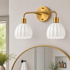 Gold Bathroom Light Fixtures Over Mirror,2-Light Vanity Lights for Bathroom,B...